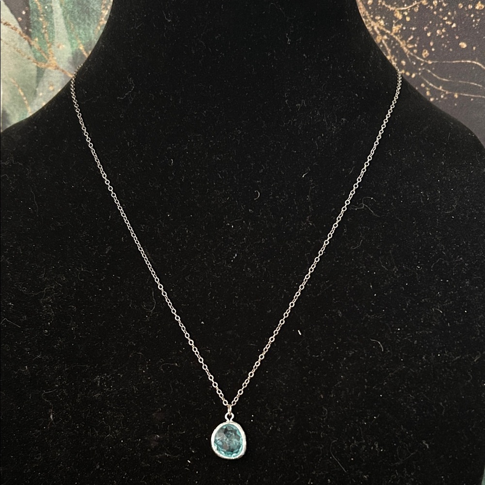 Silver Necklace with Teal Pendant